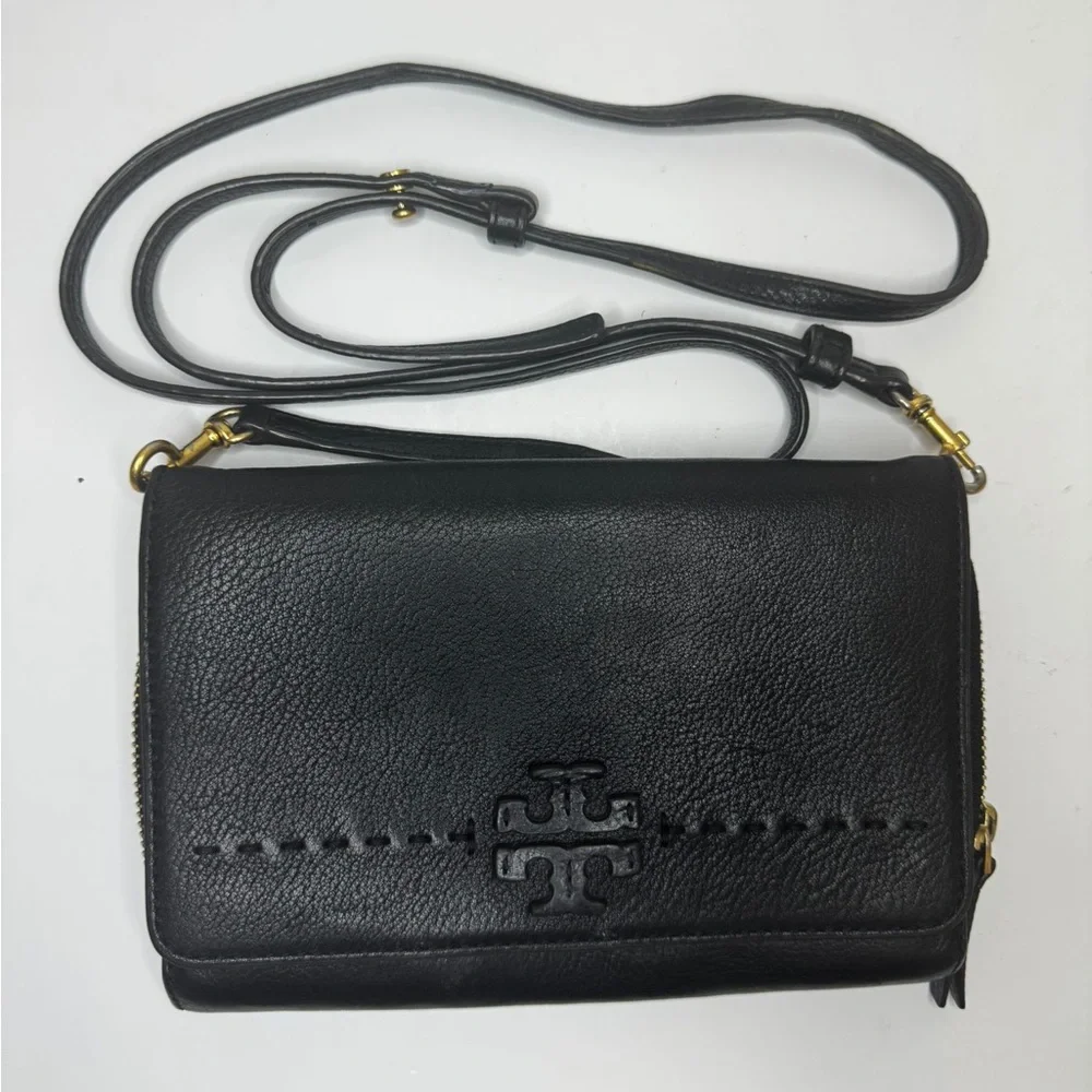 Tory Burch Black Crossbody Bag with Gold Accents - Picture 1 of 8